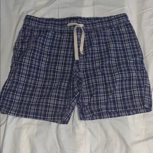Men’s J.Crew Plaid Flat Front Khaki Shorts Blue